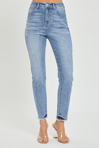 Thumbnail for RISEN Full Size High Rise Frayed Hem Skinny Jeans