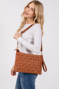 Thumbnail for Fame Faux Leather Basket Weave  Crossbody Bag