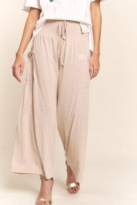 Thumbnail for J.NNA Smocked Waist Boho Wide Leg Pants with Pockets