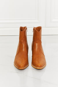 Thumbnail for MMShoes Watertower Town Faux Leather Western Ankle Boots in Ochre