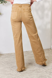 Thumbnail for RISEN Full Size Fringe Hem Wide Leg Jeans