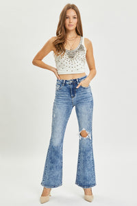 Thumbnail for RISEN Full Size High Rise Distressed Flare Jeans