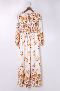 Thumbnail for Floral V-Neck Long Sleeve Maxi Dress