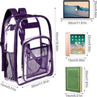 Thumbnail for Clear Backpack Heavy Duty Stadium Approved PVC Transparent Backpacks for Kids Adults Clear School Bookbag with Reinforced Strap for School, Travel, Purple