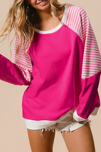 Thumbnail for Striped Round Neck Long Sleeve Sweatshirt