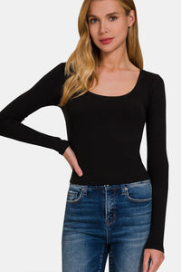 Thumbnail for Zenana Scoop Neck Long Sleeve T-Shirt