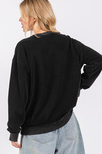 Thumbnail for SAGE + FIG USA Letter Patch Round Neck Sweatshirt