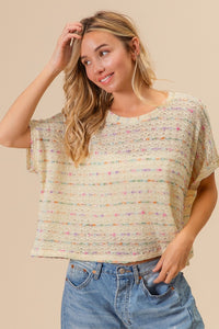 Thumbnail for BiBi Striped Popcorn Knit Top