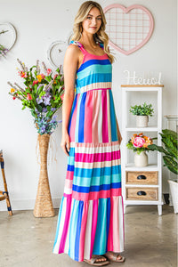 Thumbnail for Striped Sleeveless Maxi Dress