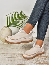 Thumbnail for Faux Fur Round Toe Flat Sneakers