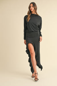 Thumbnail for Mable Backless Asymmetric Ruffle Hem Dress