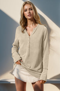 Thumbnail for Double Take Full Size Notched Thumbhole Long Sleeve T-Shirt