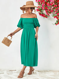 Thumbnail for Off-Shoulder Balloon Sleeve Midi Dress