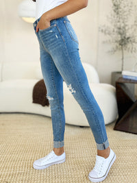 Thumbnail for Judy Blue Full Size Mid Rise Destroy & Cuff Skinny Jeans