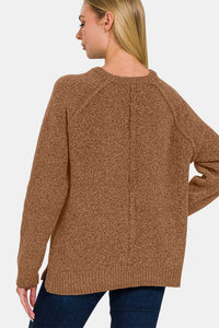 Thumbnail for Zenana Side Slit Raglan Sleeve Sweater