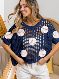 Thumbnail for BiBi Baseball Patch Short Sleeve Net Cover-Up