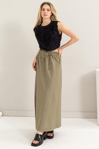 Thumbnail for HYFVE Drawstring Washed Linen Maxi Skirt