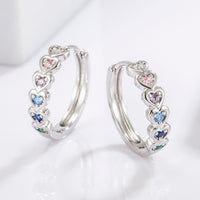 Thumbnail for 925 Sterling Silver Inlaid Zircon Heart Huggie Earrings