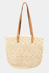 Thumbnail for Fame Straw Braided Tote Bag