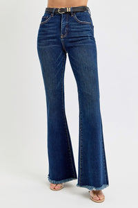 Thumbnail for RISEN Tummy Control Frayed Hem Flare Jeans