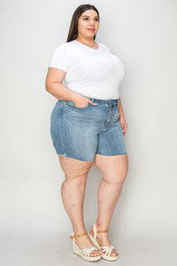 Thumbnail for Judy Blue Full Size High Waist Raw Hem Denim Shorts