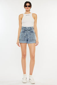 Thumbnail for Kancan Ultra High Rise Paperbag Denim Shorts