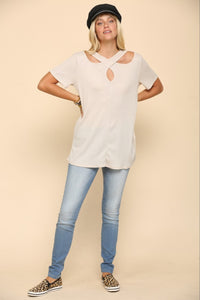 Thumbnail for Celeste Full Size Crisscross Cutout Short Sleeve T-Shirt