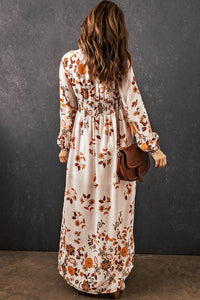 Thumbnail for Floral V-Neck Long Sleeve Maxi Dress