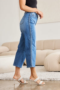 Thumbnail for Judy Blue Full Size Braid Side Detail Wide Leg Jeans