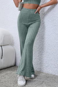 Thumbnail for Basic Bae Full Size Ribbed High Waist Flare Pants