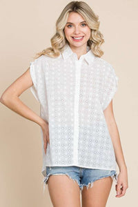 Thumbnail for Culture Code Eyelet Crisscross Back Button Up Shirt