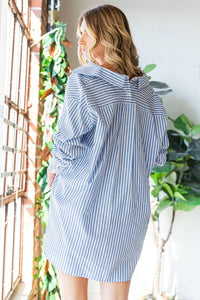 Thumbnail for First Love Striped Button Down High-Low Hem Shirt