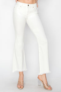 Thumbnail for RISEN Full Size Tummy Control Crop Flare Step Hem Pants