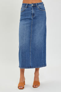 Thumbnail for RISEN High Rise Back Slit Denim Skirt