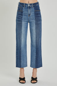 Thumbnail for RISEN Full Size Mid-Rise Waist Two-Tones Jeans with Pockets