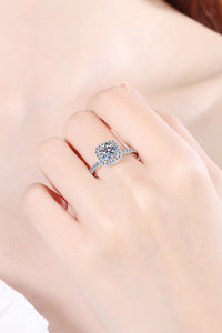 Thumbnail for 2 Carat Moissanite Square Halo Ring