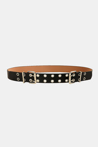 Thumbnail for PU Leather Two Row Eyelet Belt