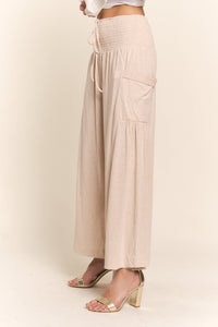 Thumbnail for J.NNA Smocked Waist Boho Wide Leg Pants with Pockets