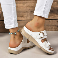 Thumbnail for PU Leather Open Toe Buckle Sandals