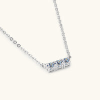 Thumbnail for 925 Sterling Silver Inlaid Moissanite Bar Necklace