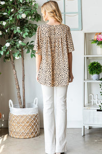 Thumbnail for Heimish Full Size Animal Print Flutter Sleeve Blouse