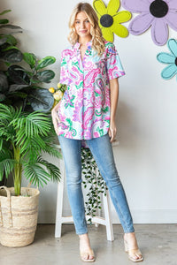 Thumbnail for Heimish Full Size Paisley Print Short Sleeve Top