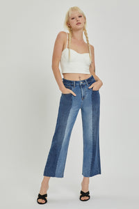 Thumbnail for RISEN Full Size Mid-Rise Waist Two-Tones Jeans with Pockets