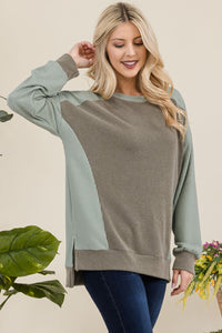 Thumbnail for Celeste Full Size High-Low Contrast Round Neck Sweatshirt