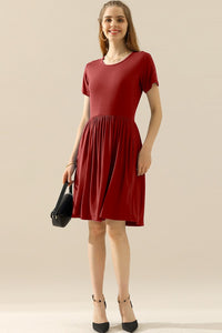 Thumbnail for Ninexis Full Size Round Neck Ruched Dress with Pockets