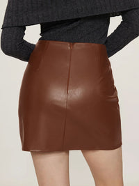 Thumbnail for Ruched Mini Skirt with Zipper