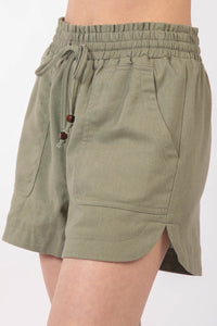 Thumbnail for VERY J Drawstring Elastic Waist Linen Shorts