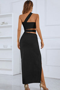 Thumbnail for One-Shoulder Cutout Front Split Maxi Dress