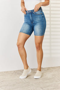 Thumbnail for Judy Blue Full Size Tummy Control Double Button Bermuda Denim Shorts