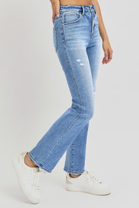 Thumbnail for RISEN Full Size Distressed High-Rise Ankle Straight Jeans